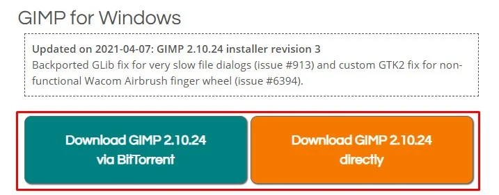 gimp download process