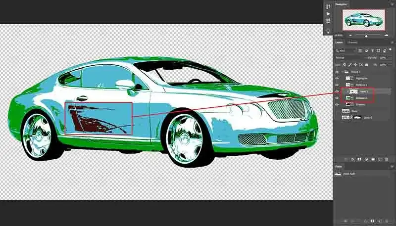 specific area color change