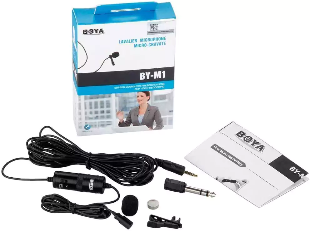 BOYA BY-M1-PRO Premium Universal Omnidirectional Lavalier Microphone, Action Camera Microphone Attachment