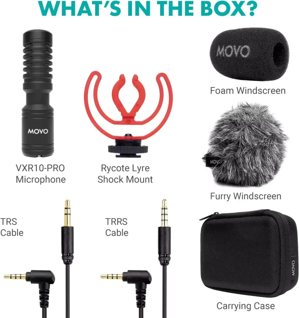 Movo VXR10-PRO External Video Microphone, Action Camera Microphone Attachment