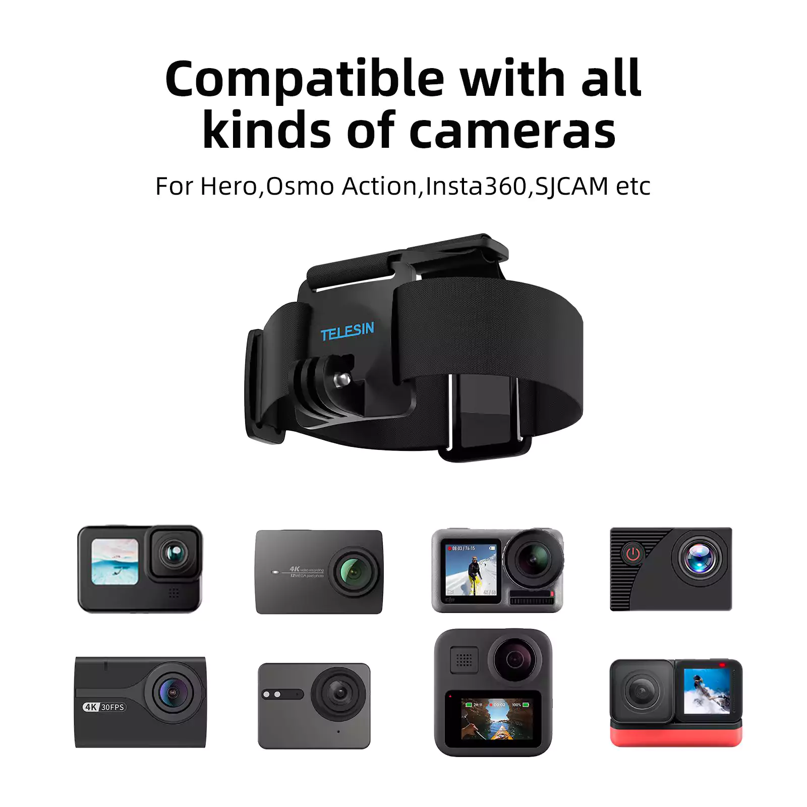 TELESIN Head Strap Mount Action Camera Mount