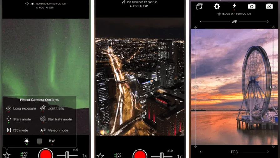 NightCap Camera, Milky Way Apps