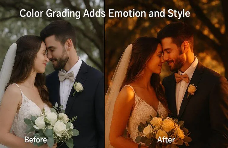 Stylized cinematic image after color grading for mood and tone