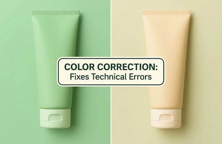 Before and after example of color correction