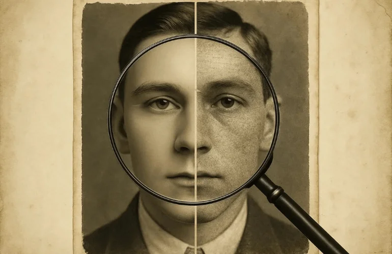 Over-smoothed face vs. natural texture and grain