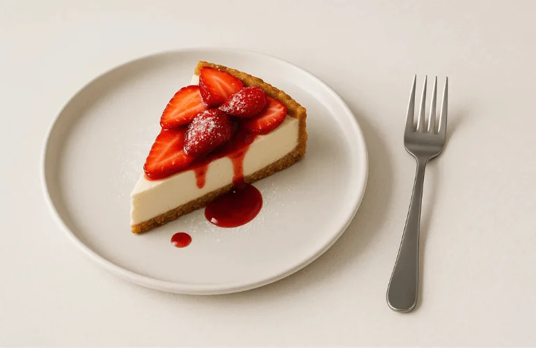 Cake slice with white space around for emphasis