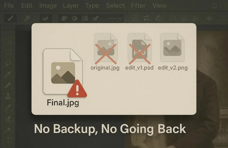 Photo quality loss from repeated JPEG saves, photo restoration mistakes