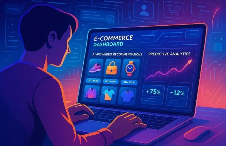AI-powered dashboard showing personalized product recommendations for online shoppers