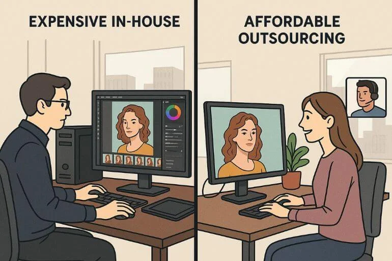 Outsourcing photo editing to avoid expensive in-house setup costs