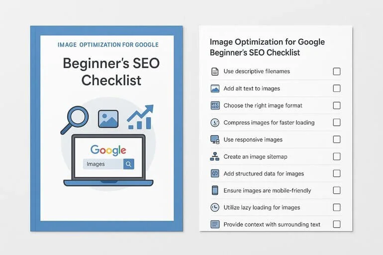 Infographic listing 10 steps for optimizing images for Google SEO.