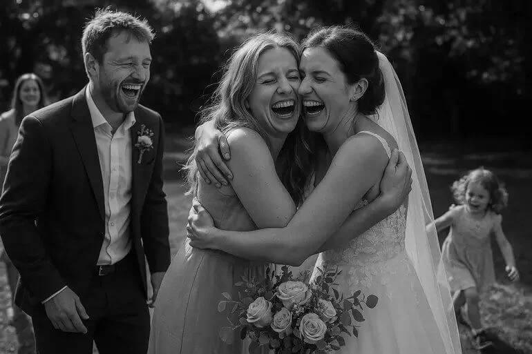 Natural candid wedding moment captured in a photojournalistic style.