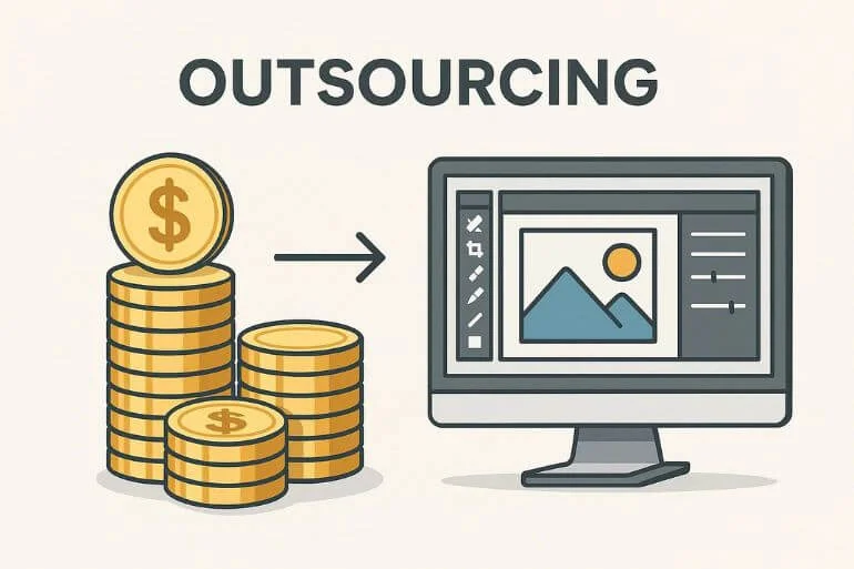 Business saving money by outsourcing photo editing services