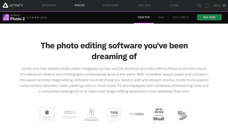 Screenshot Affinity Photo Retouching Software
