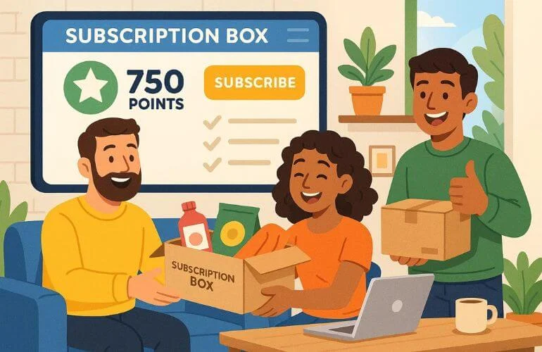 Customers receiving subscription boxes and earning loyalty rewards