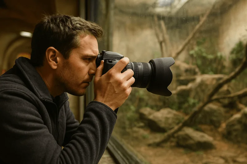 Using a lens hood to prevent reflections