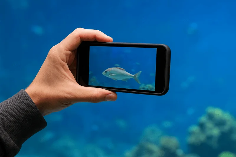 Using hand to block reflections while taking a smartphone photo