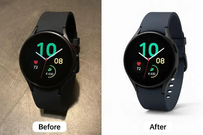 Smartwatch before and after background removal