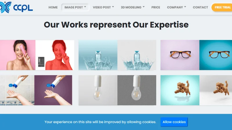 CCPL clipping path service portfolio showing background removal and image editing samples