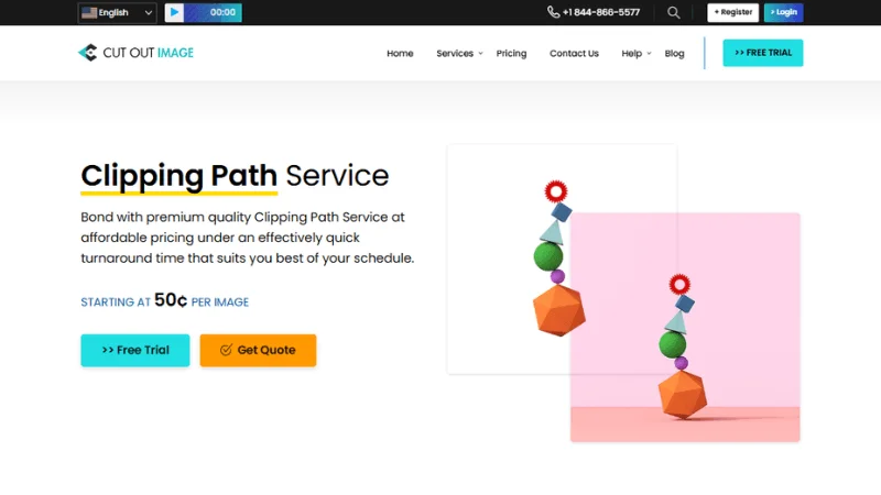 Cut Out Image clipping path service homepage with product image editing example
