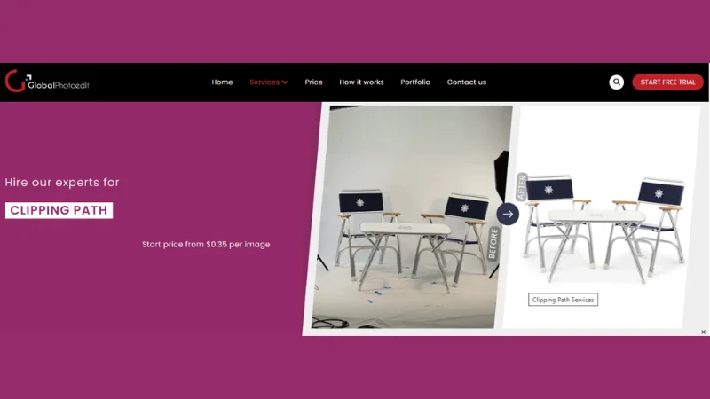Global Photo Edit clipping path editing service with before and after image example