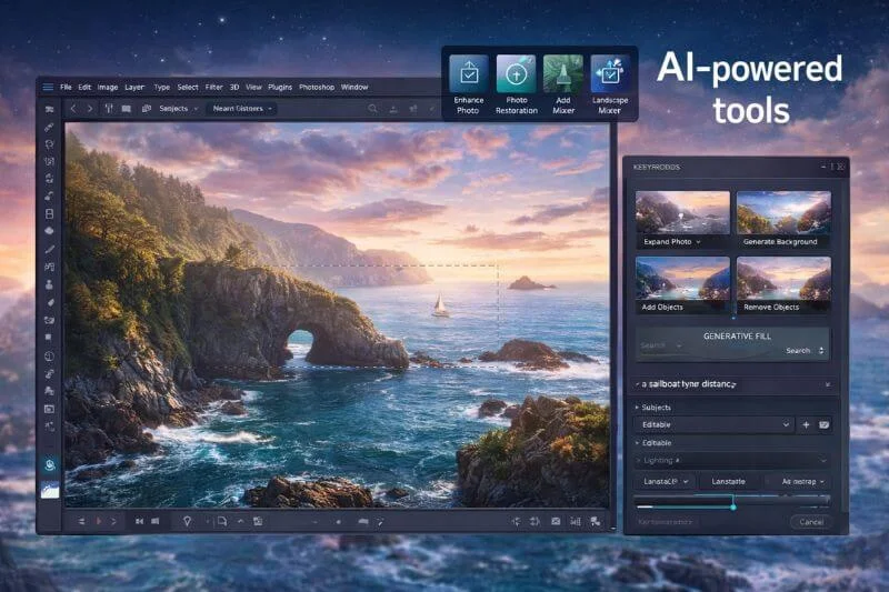 AI-powered Photoshop tools like Generative Fill and Neural Filters