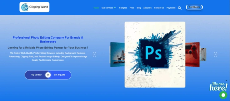 Clipping World background removal service homepage screenshot