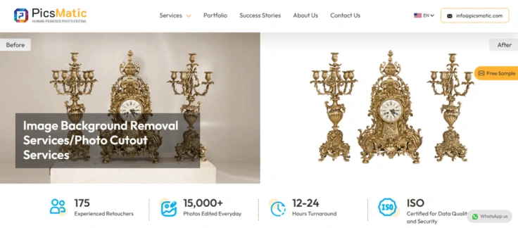PicsMatic image background removal service screenshot