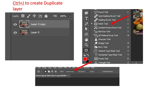 Content Aware Fill Using Patch Tool