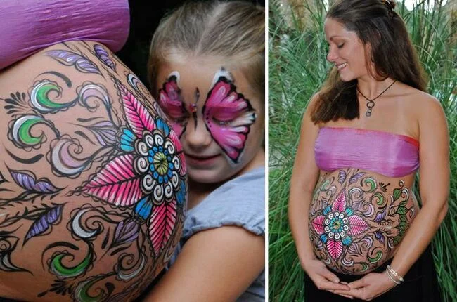 Body painting maternity photoshoot