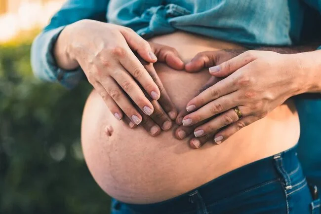 Heart shape around the belly