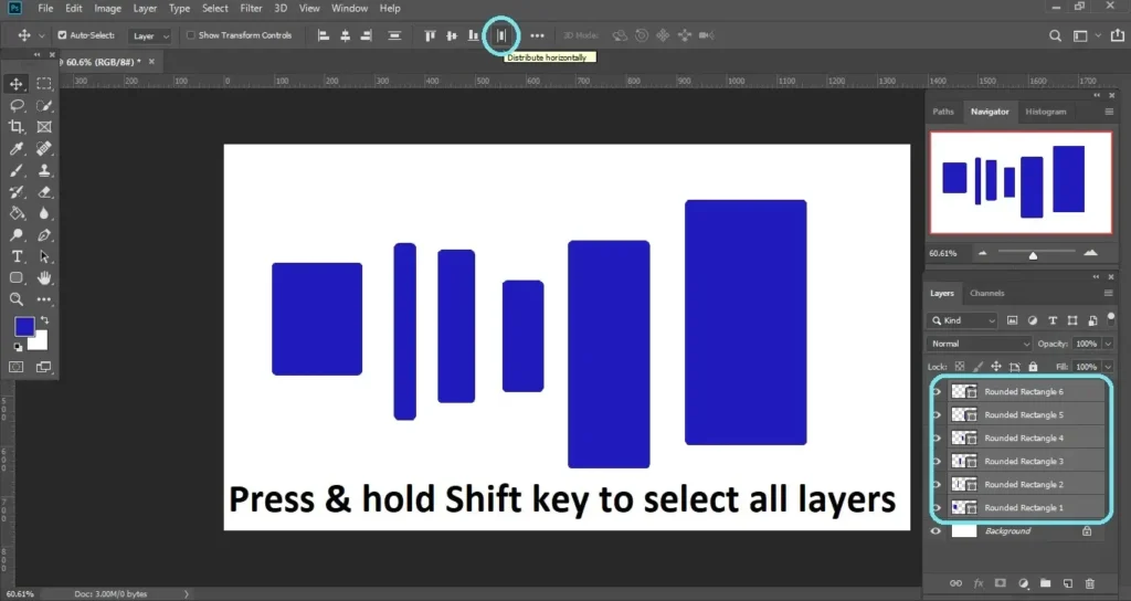 Distribute Spacing, Photoshop CC 2019 Features