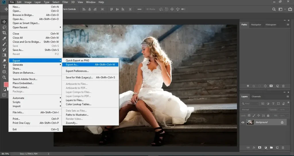 Export in Photoshop