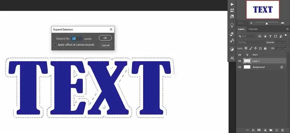 outline text in photoshop expand