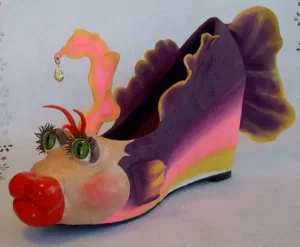 Paper Mache shoes. Fish Shoe