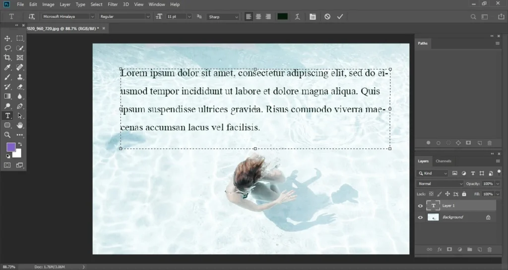 Sample Text by Default, Photoshop CC 2019 Features