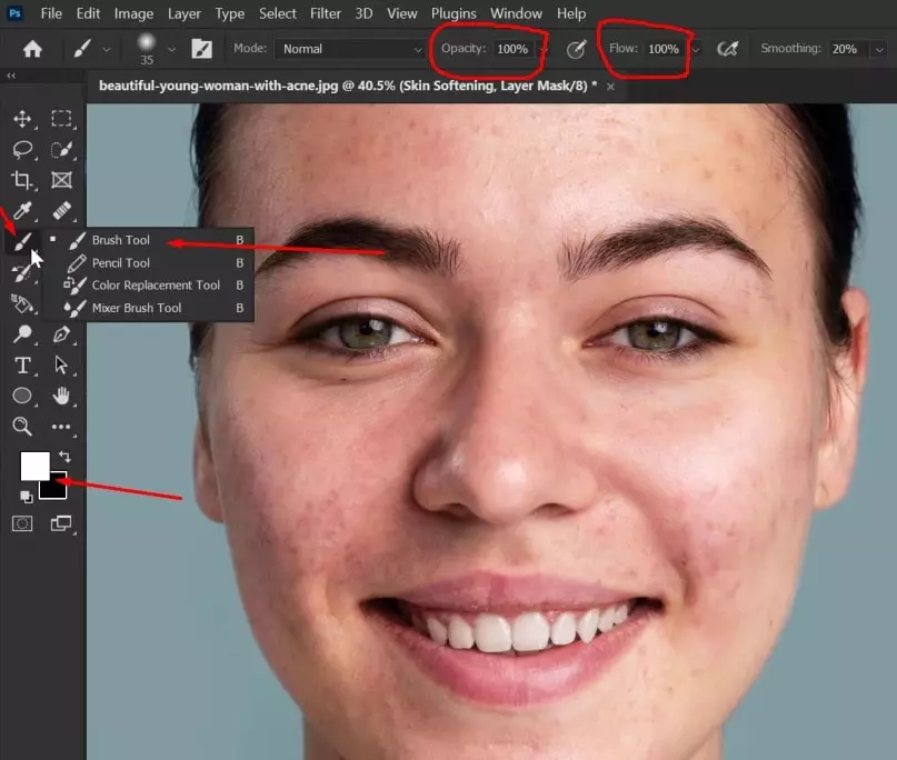 Add Brush Tool to Smooth Skin in Photoshop