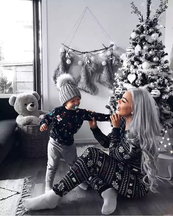 Black Matching Outfits For Mom and Son