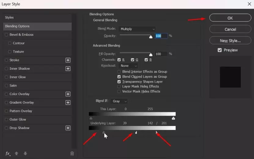 Changes in the Blending option