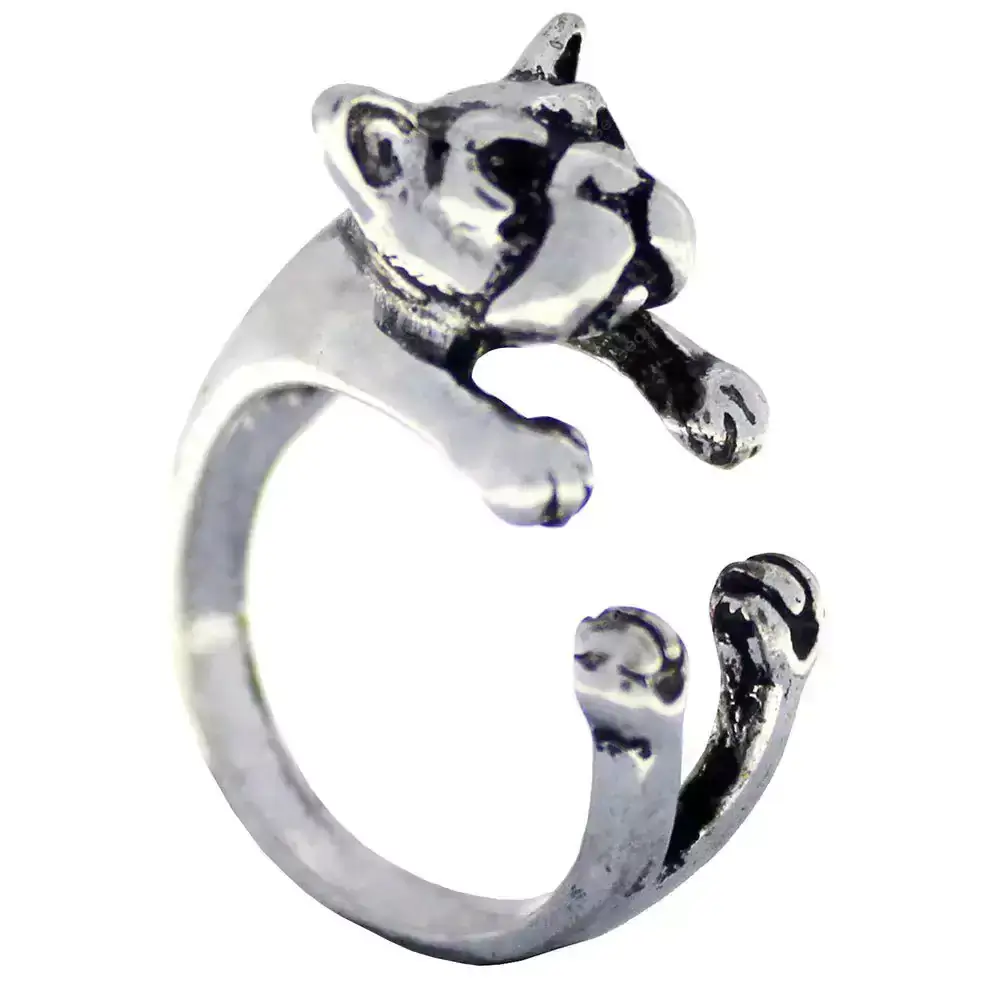 french dog face finger ring