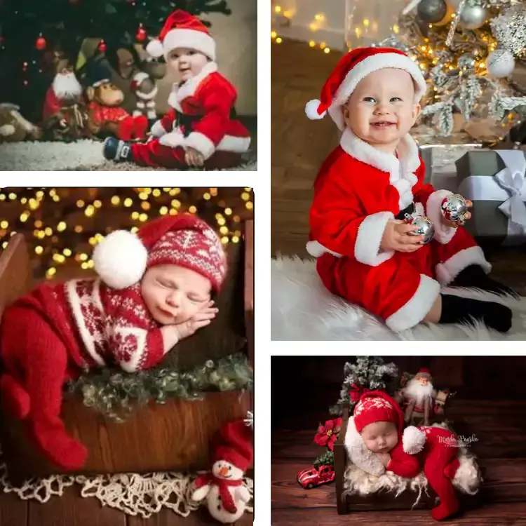 Newborn Photography with Christmas Santa Pose