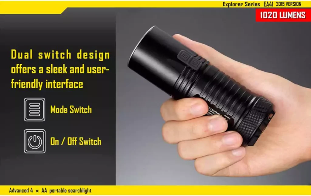 Nitecore EA41, XM-L2 (U2) 2015 Edition, Uses 4 x AA Batteries, 1020 lm, Black