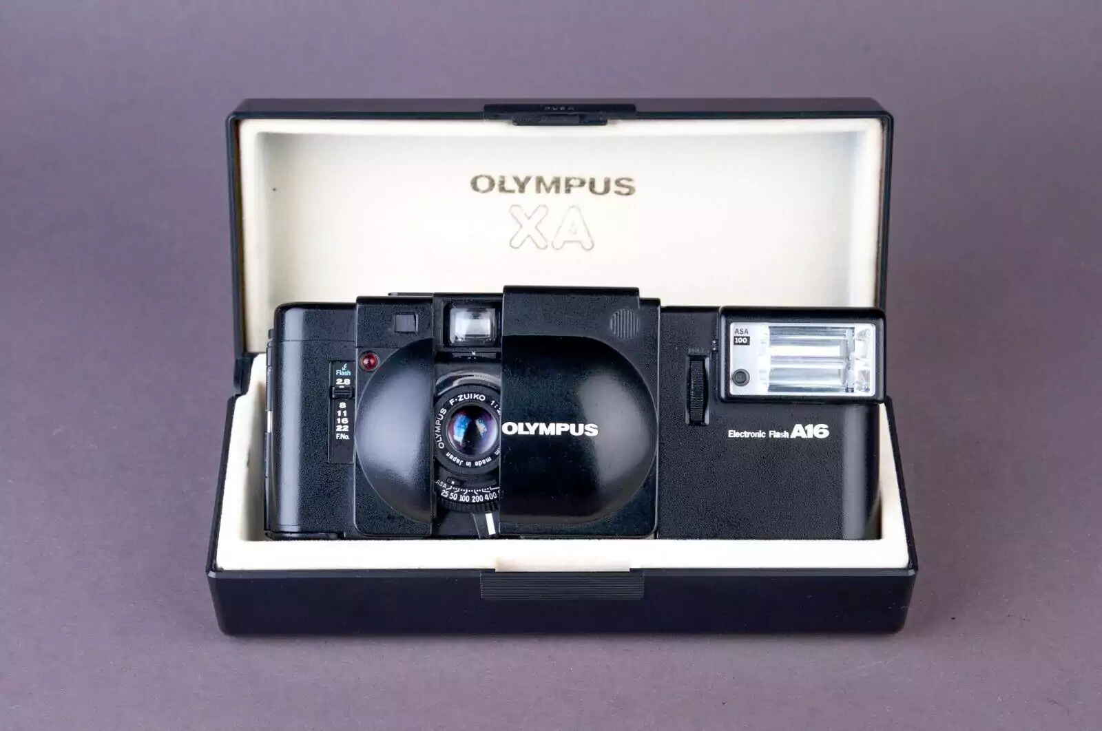 Olympus Xa Film Camera with A16 Electronic Flash