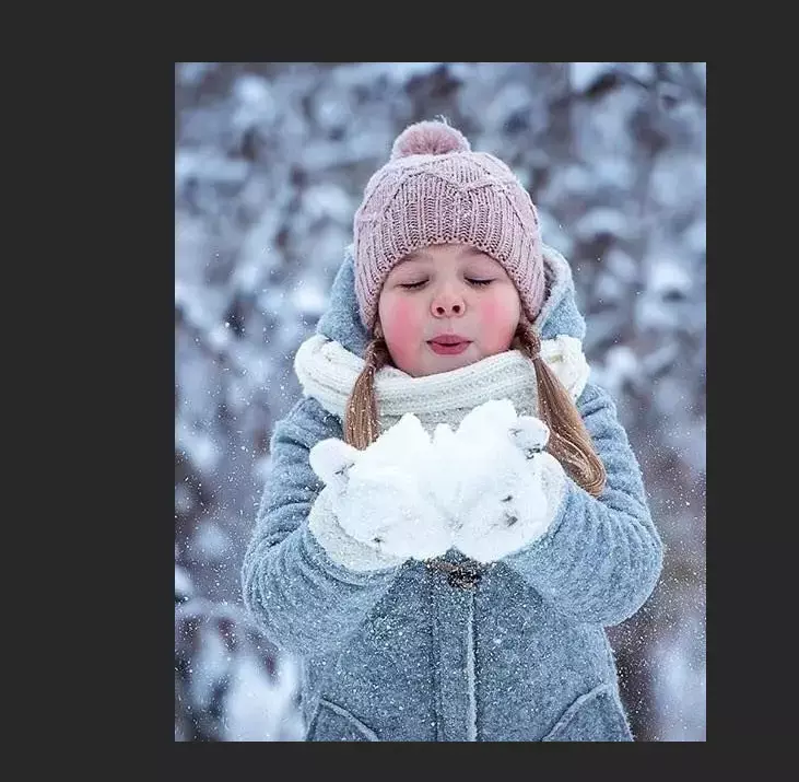 open the photo in photoshop, snowflake shape border