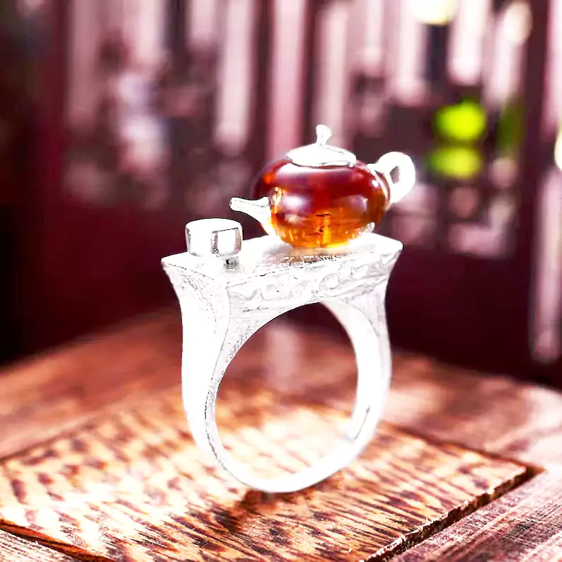 sterling silver amber teapot ring2