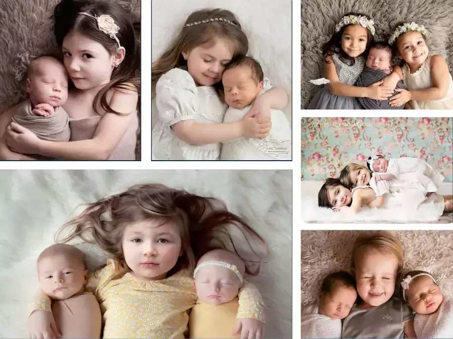 taking newborn pictures with siblings