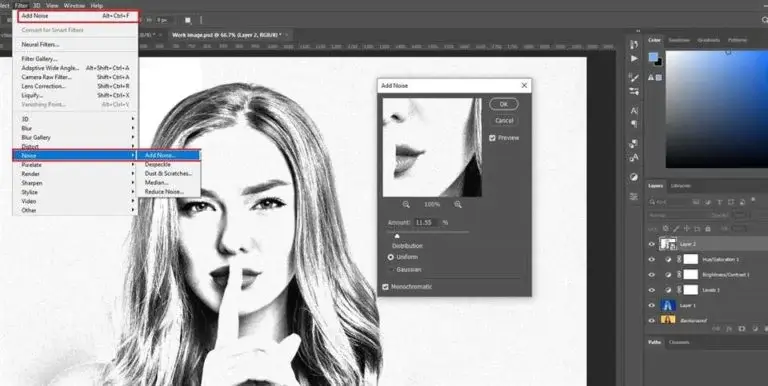 turn photo into sketch, addition of noise