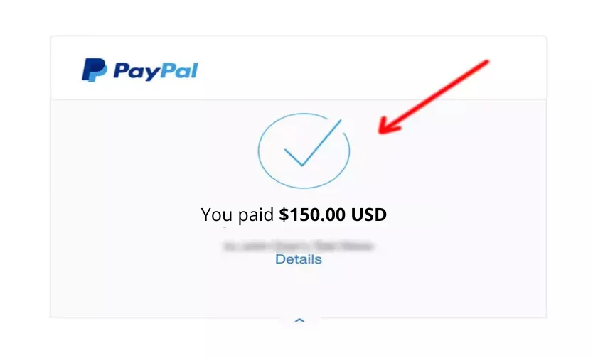 PayPal payment confirmation