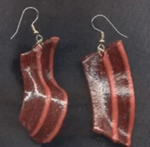 bacon strip earrings silver