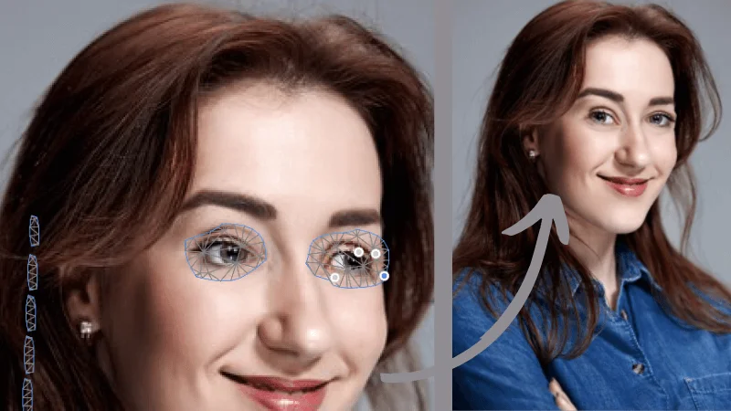 changing eye direction before after