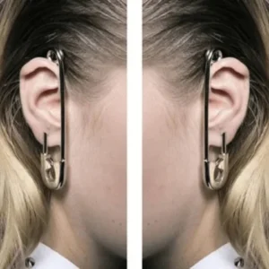 girl safety pin earrings